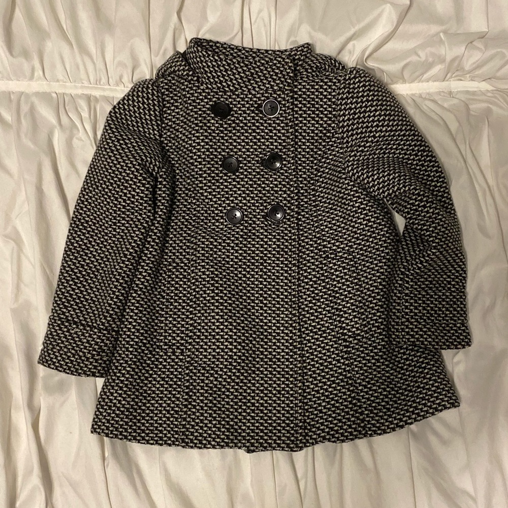 Black and White Wool Toddler Coat